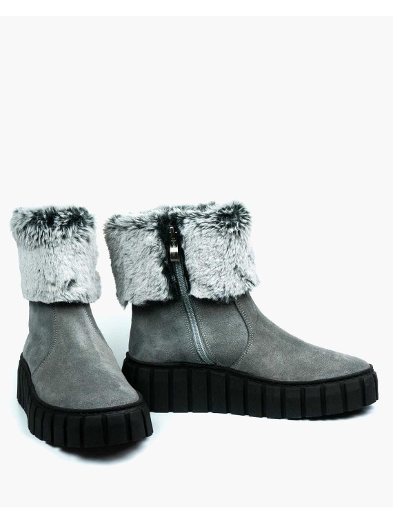 Szare śniegowce damskie skórzane