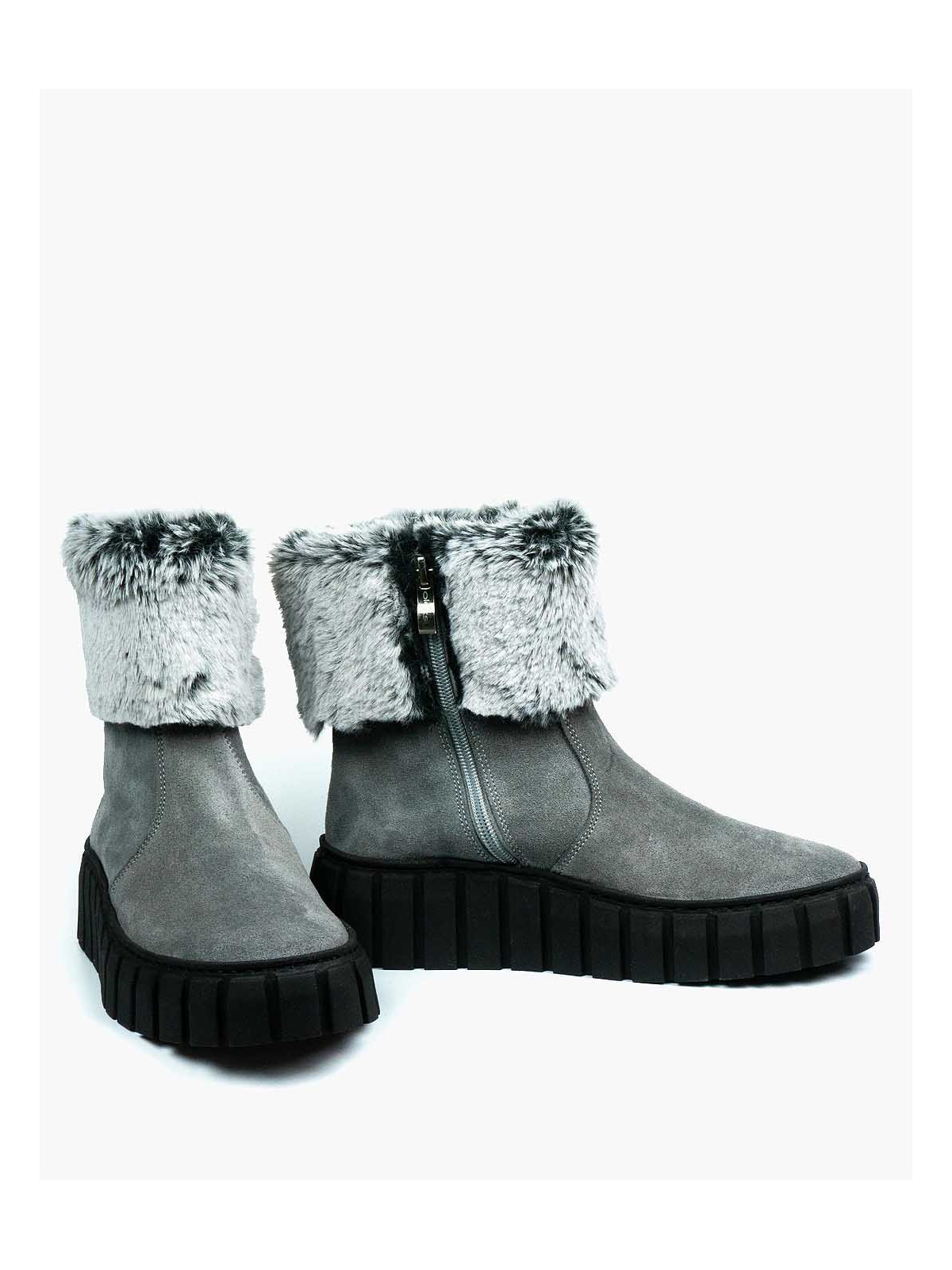 Szare śniegowce damskie skórzane