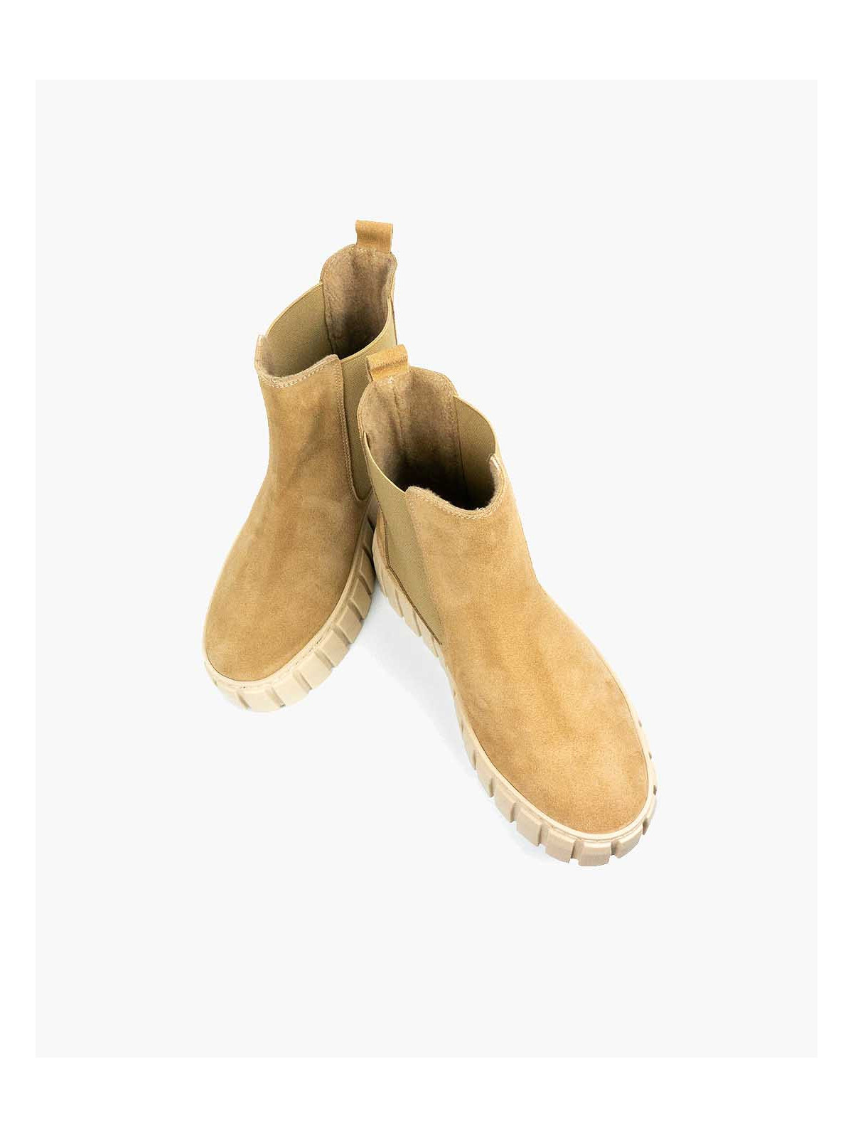 Beżowe botki damskie skórzane