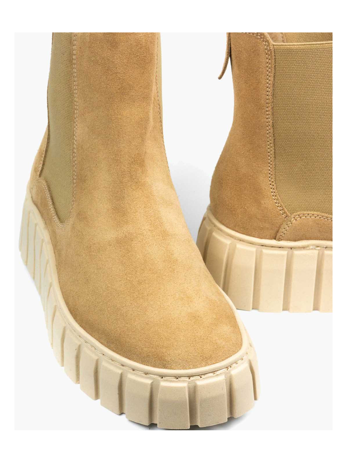 Beżowe botki damskie skórzane