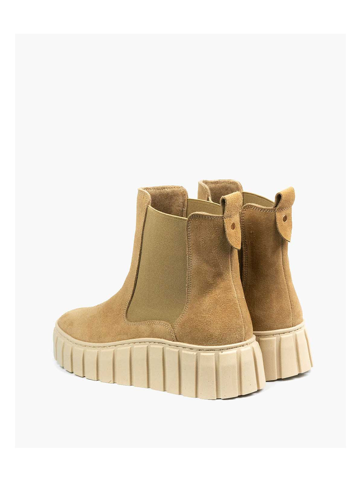 Beżowe botki damskie skórzane