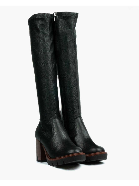 Czarne kozaki damskie skórzane