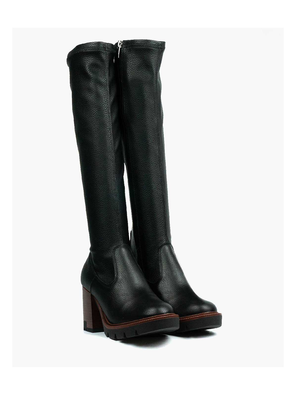 Czarne kozaki damskie skórzane