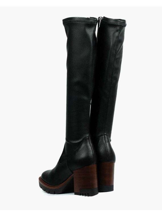 Czarne kozaki damskie skórzane