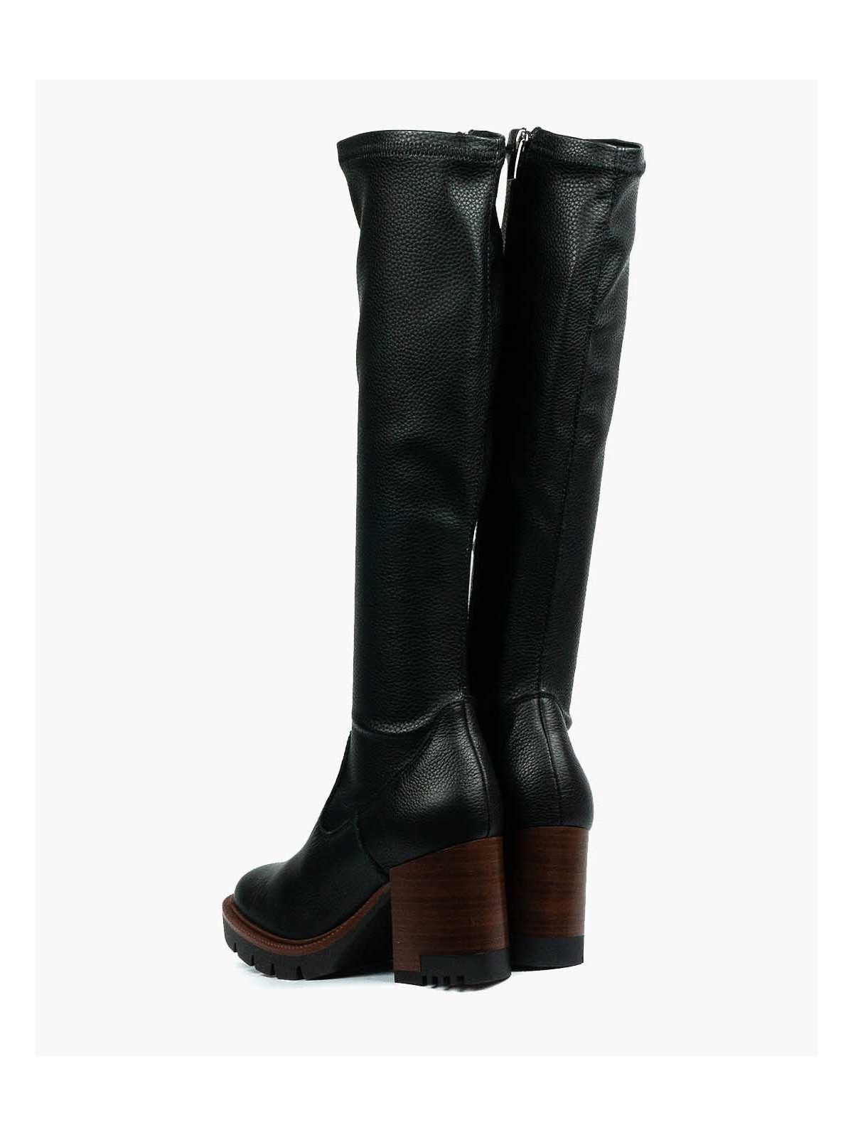 Czarne kozaki damskie skórzane