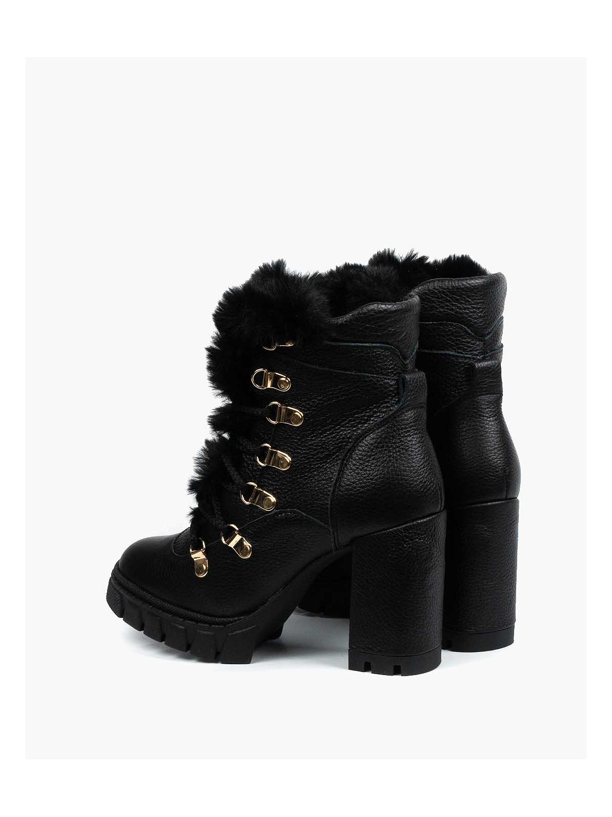 Czarne botki damskie skórzane