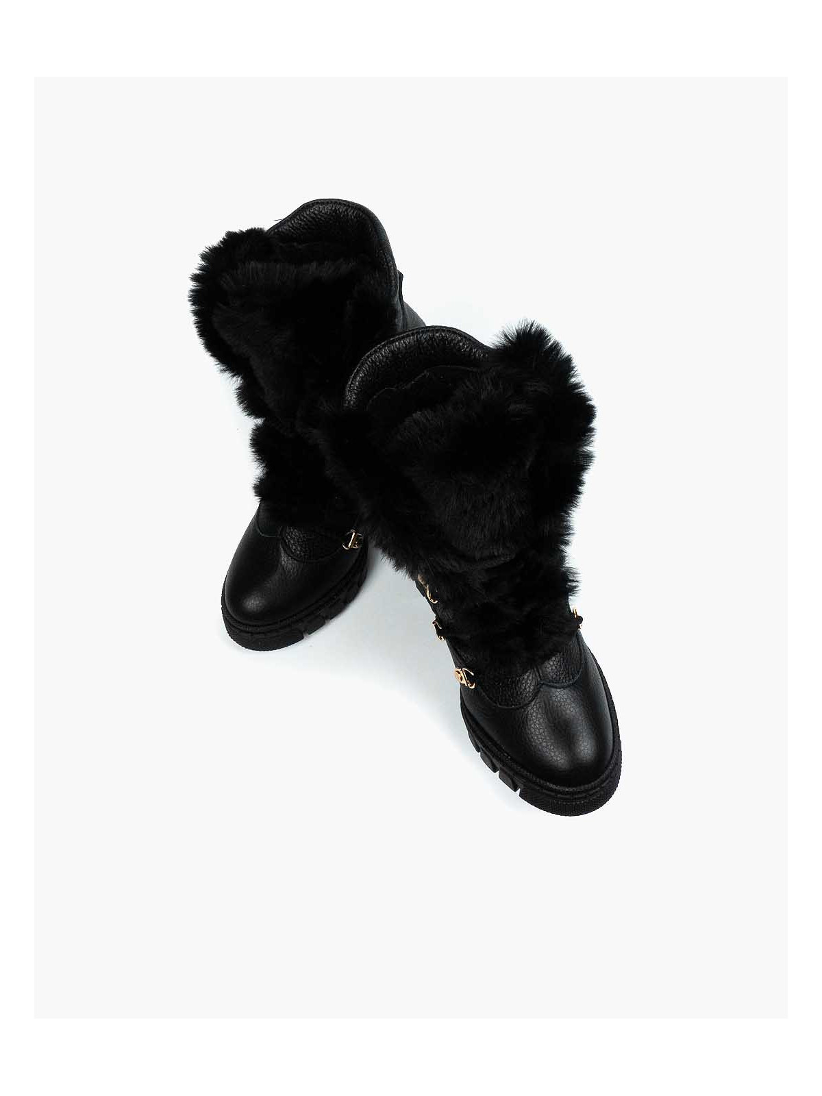 Czarne botki damskie skórzane