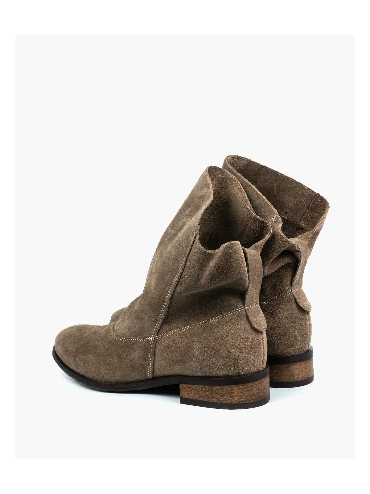 Beżowe botki damskie skórzane