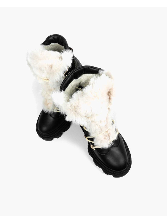 Czarne botki damskie skórzane