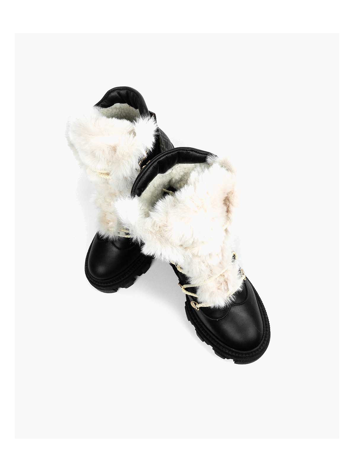 Czarne botki damskie skórzane