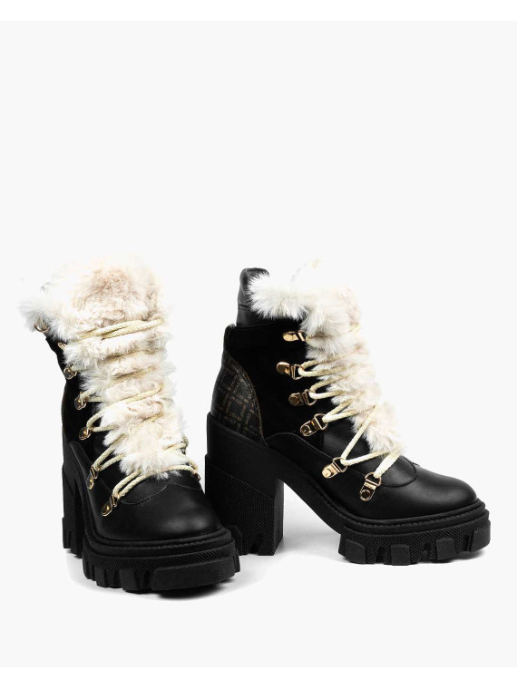 Czarne botki damskie skórzane