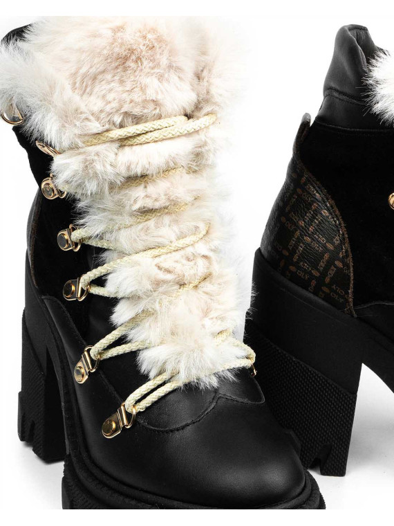 Czarne botki damskie skórzane