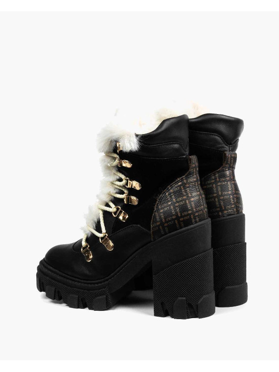 Czarne botki damskie skórzane