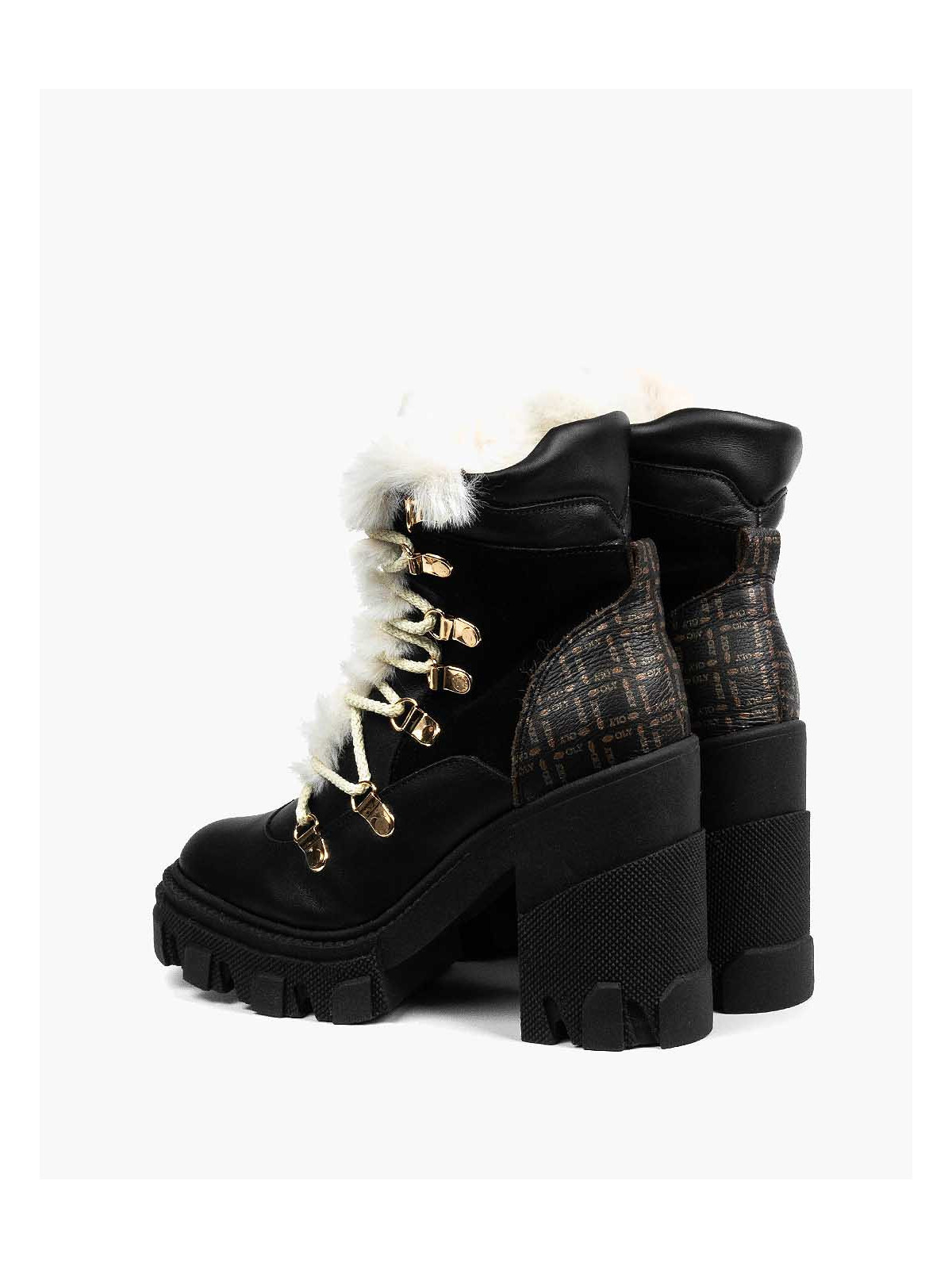 Czarne botki damskie skórzane