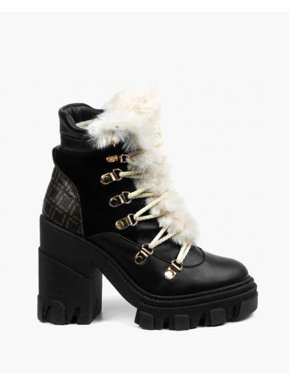 Czarne botki damskie skórzane