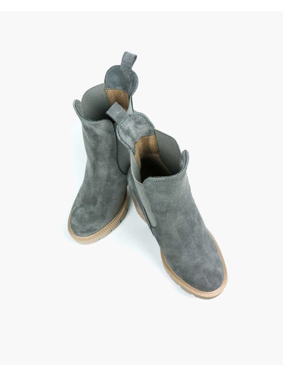 Szare botki damskie skórzane