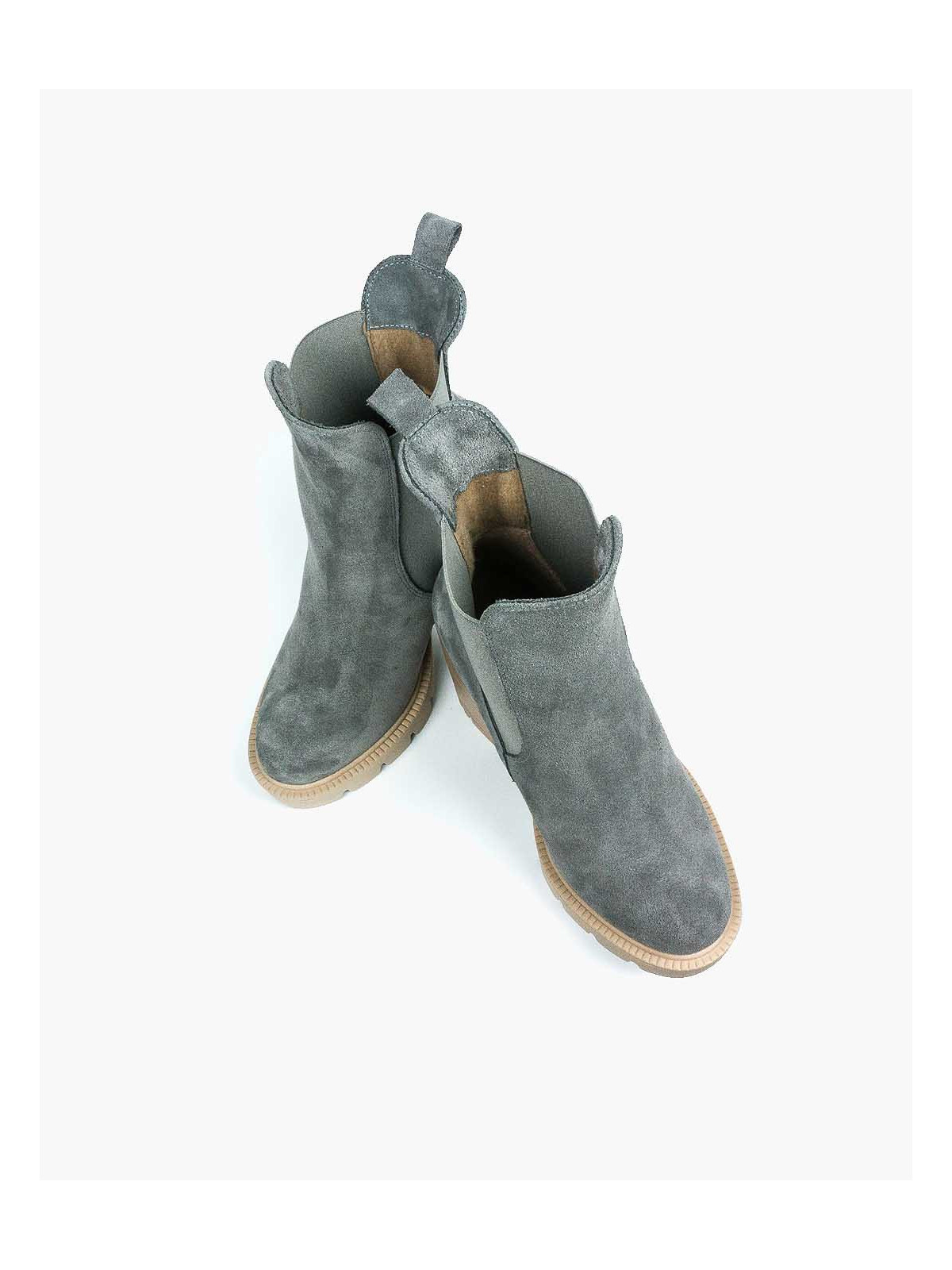 Szare botki damskie skórzane