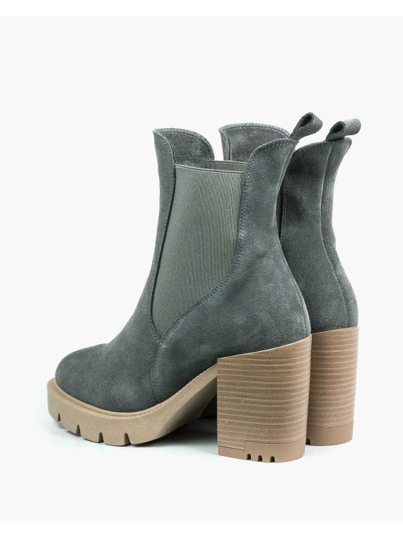 Szare botki damskie skórzane
