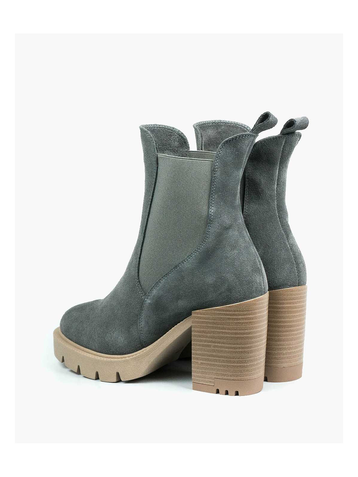 Szare botki damskie skórzane