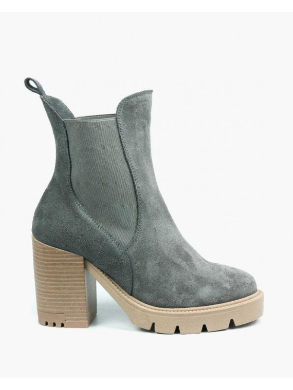 Szare botki damskie skórzane