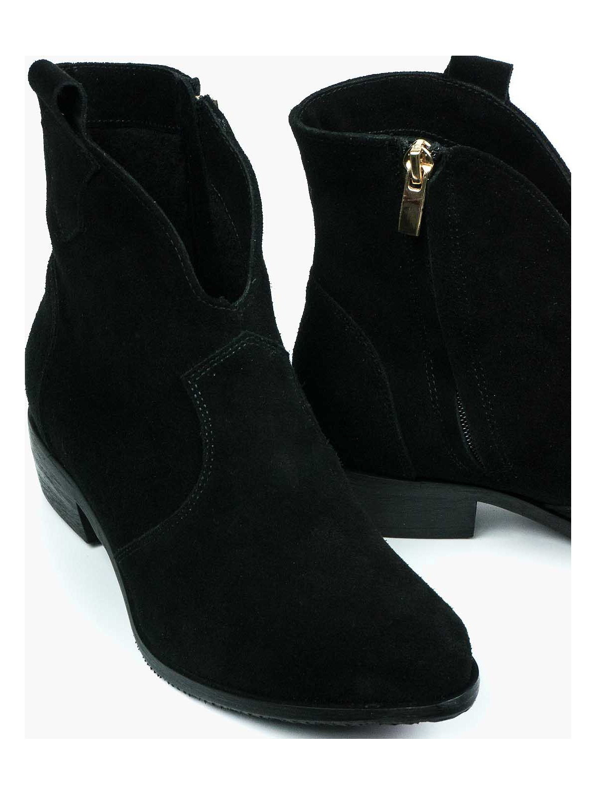 Czarne botki damskie skórzane