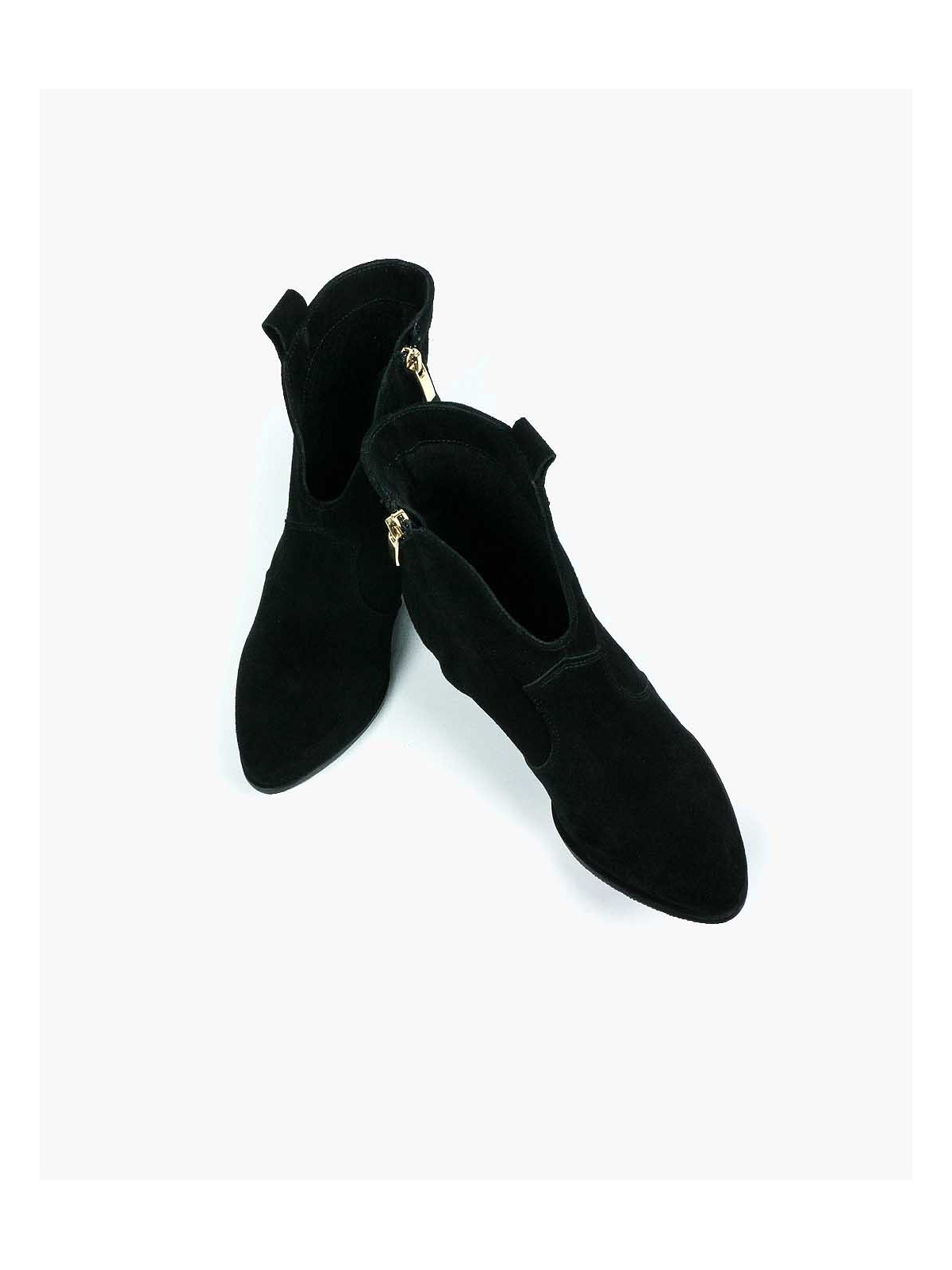 Czarne botki damskie skórzane