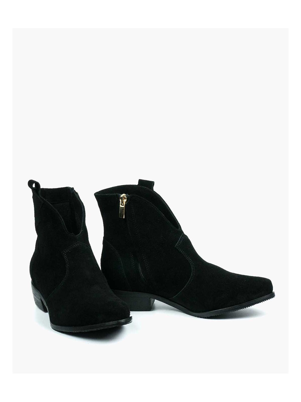 Czarne botki damskie skórzane