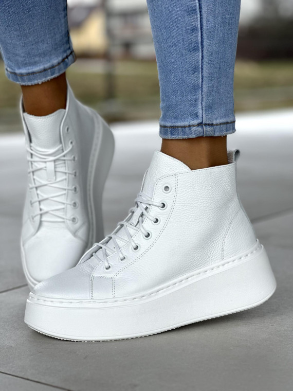 Białe trampki damskie skórzane