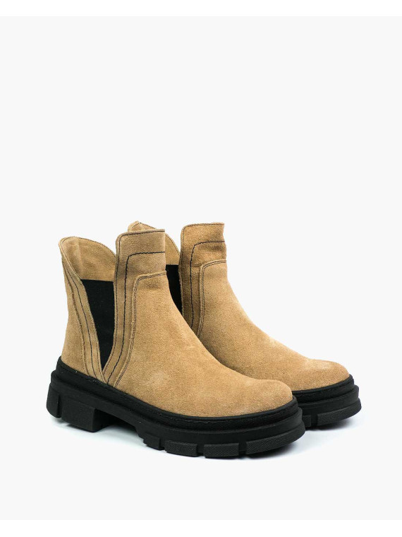 Beżowe trapery damskie skórzane