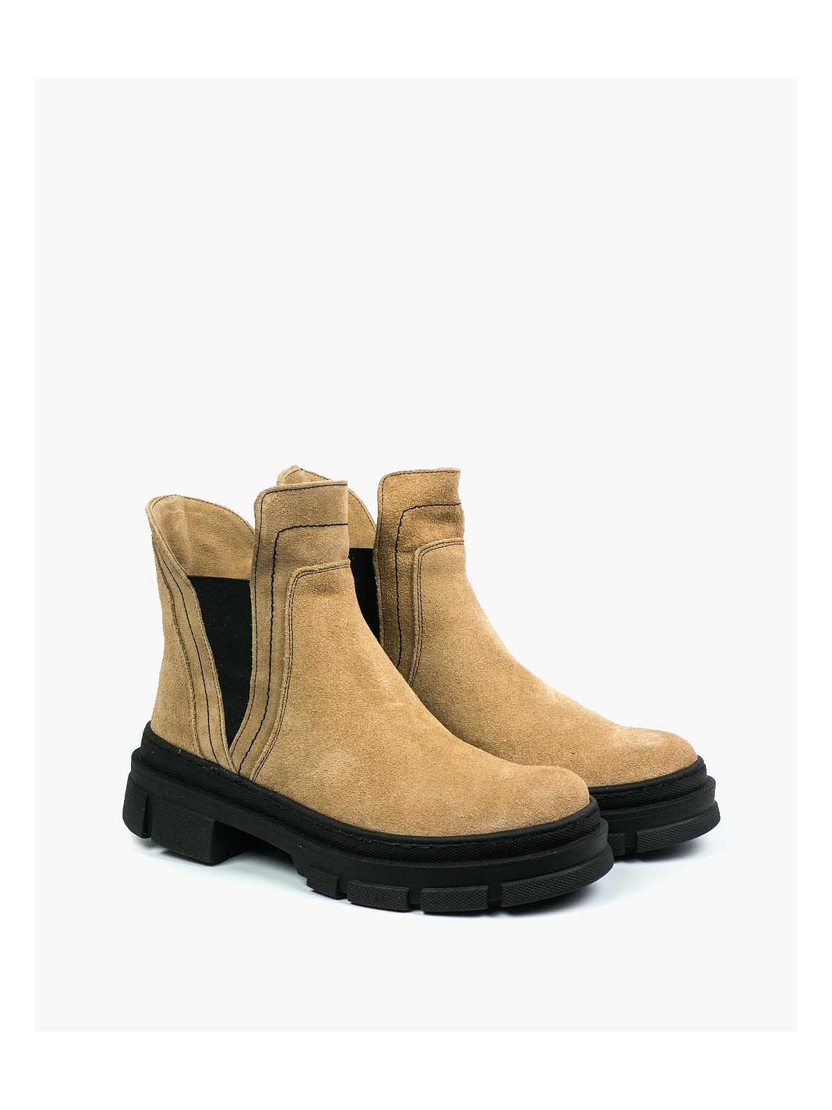 Beżowe trapery damskie skórzane