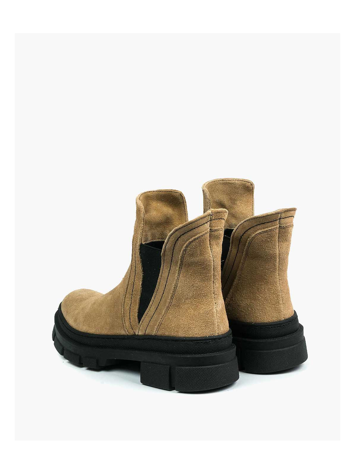 Beżowe trapery damskie skórzane