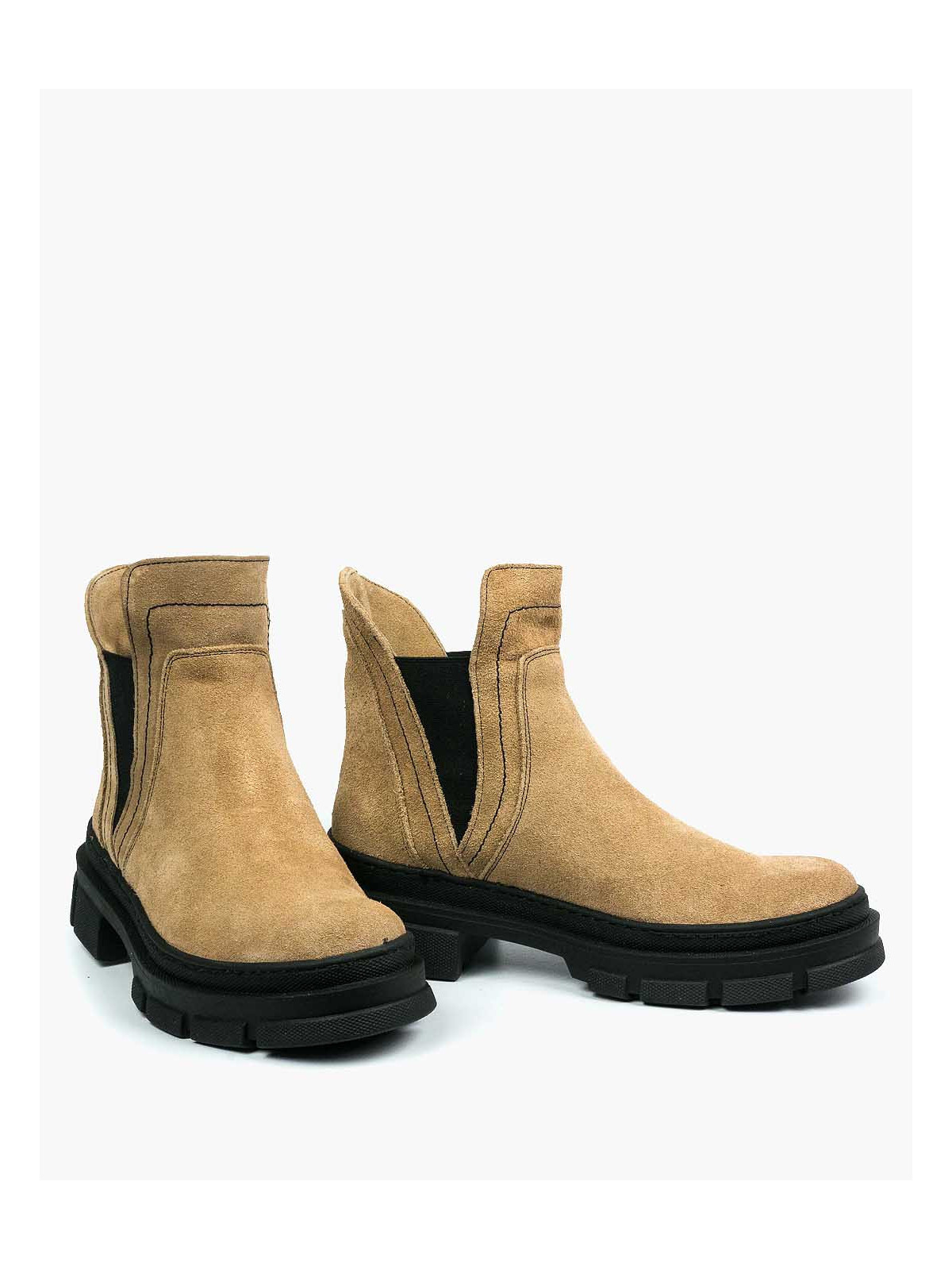 Beżowe trapery damskie skórzane