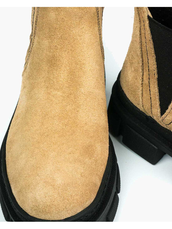 Beżowe trapery damskie skórzane