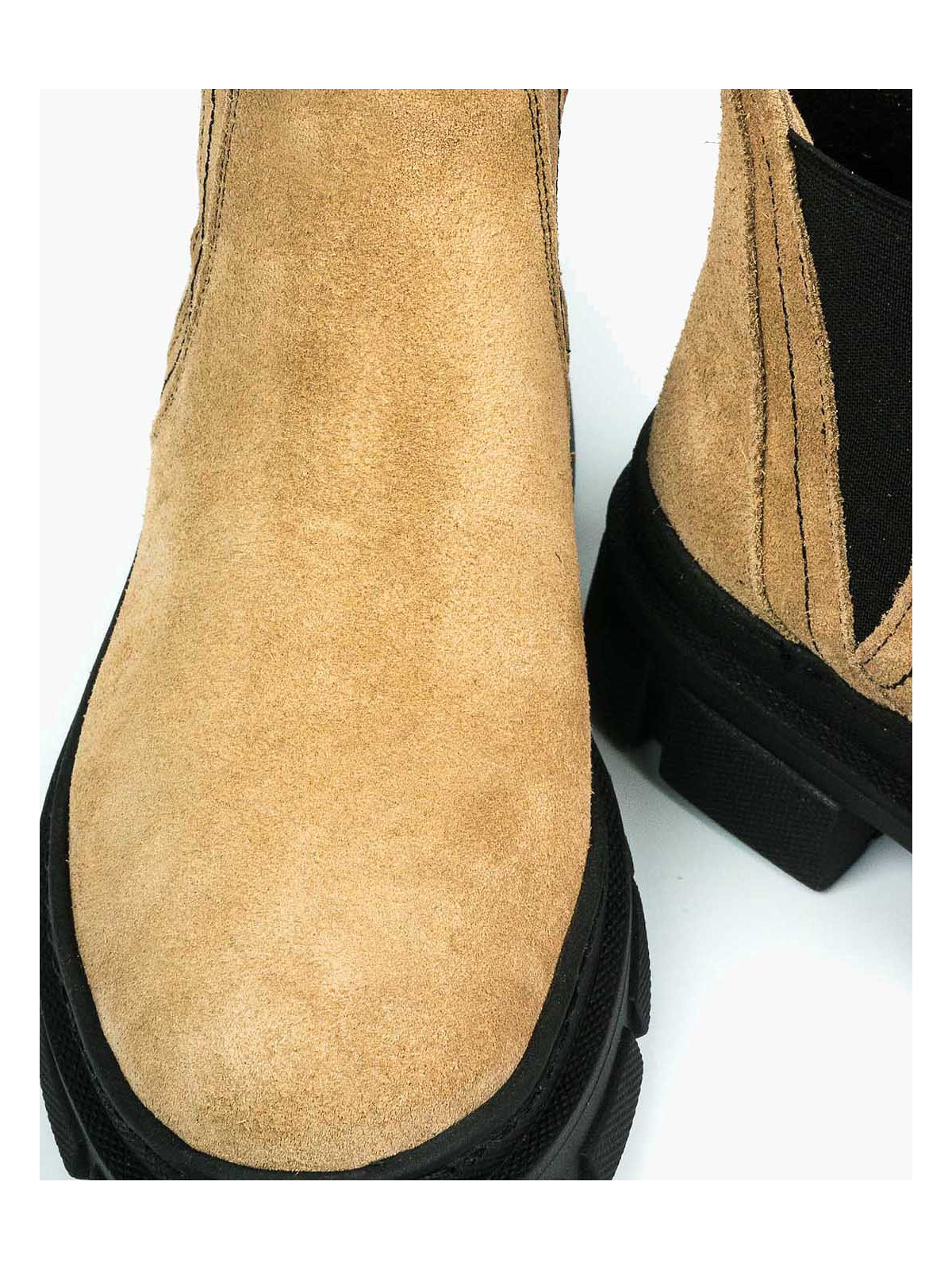 Beżowe trapery damskie skórzane