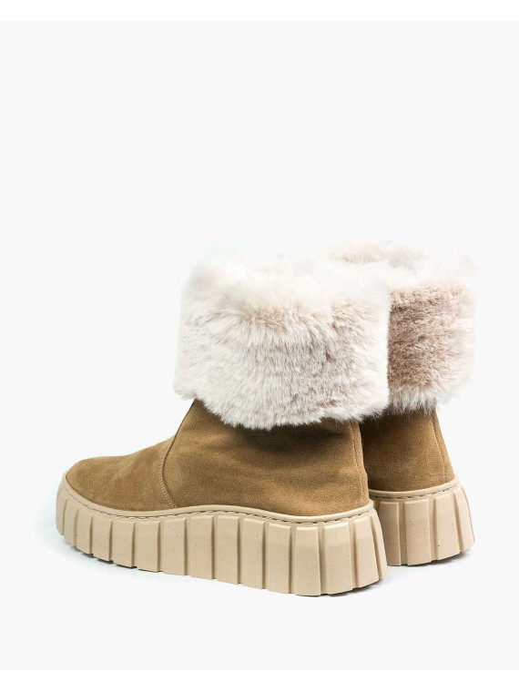 Beżowe śniegowce damskie skórzane