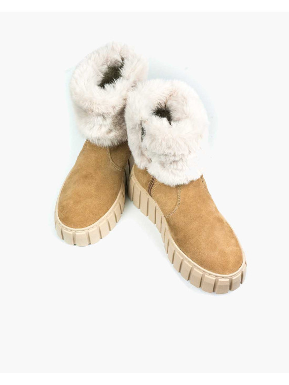 Beżowe śniegowce damskie skórzane