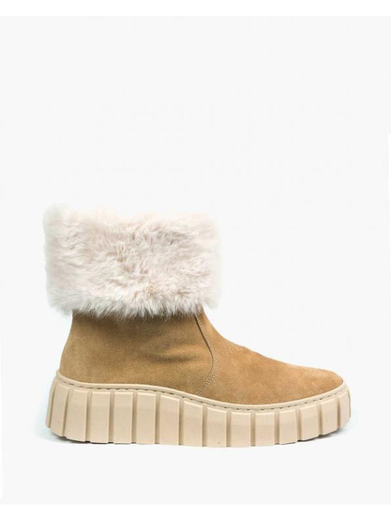 Beżowe śniegowce damskie skórzane