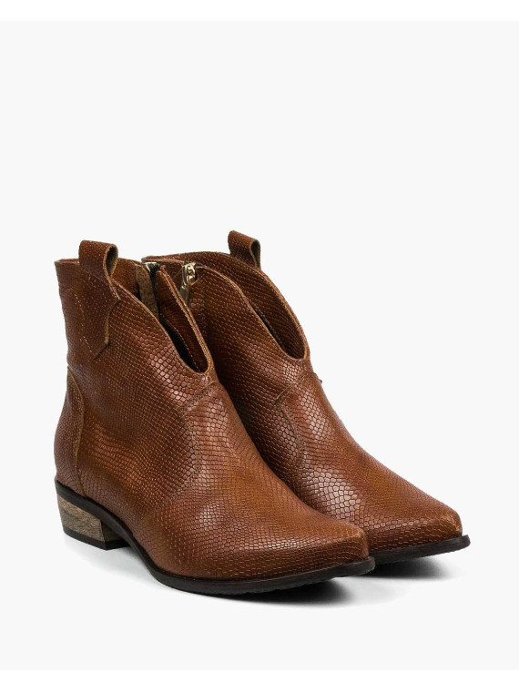 Brązowe botki damskie skórzane