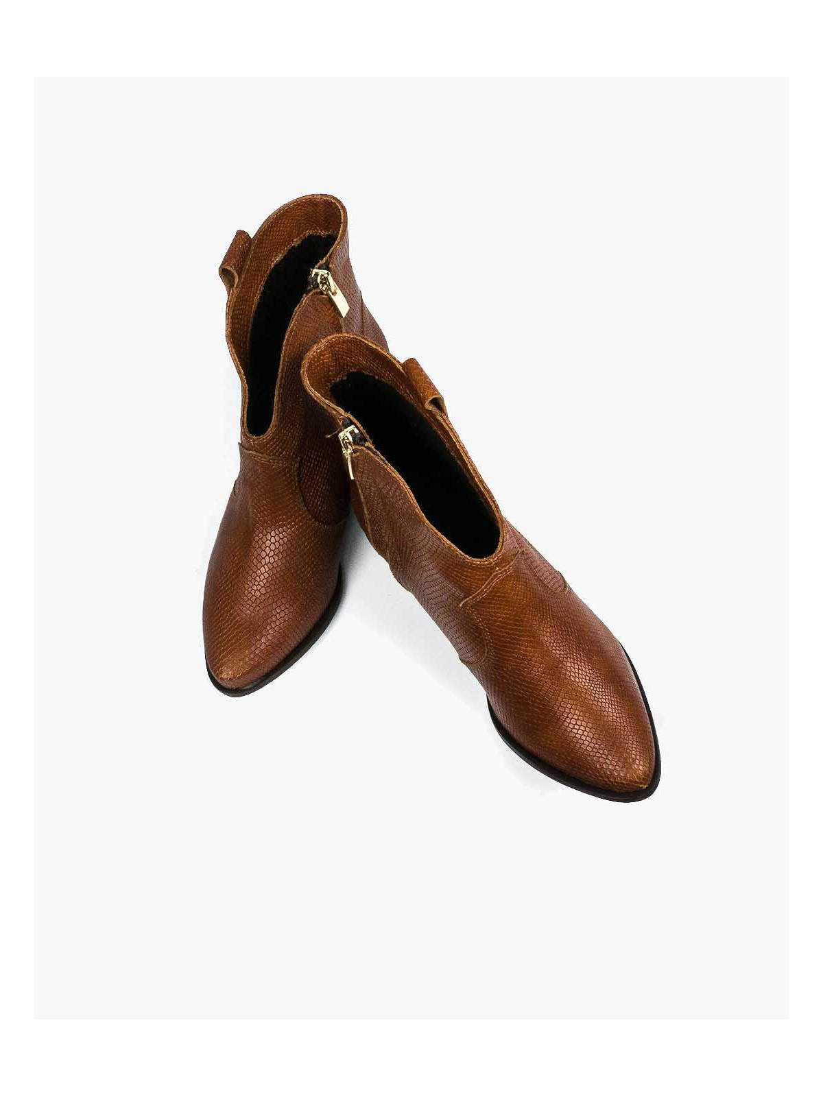 Brązowe botki damskie skórzane