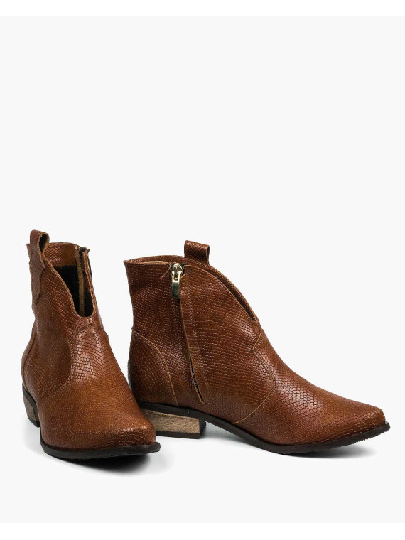 Brązowe botki damskie skórzane