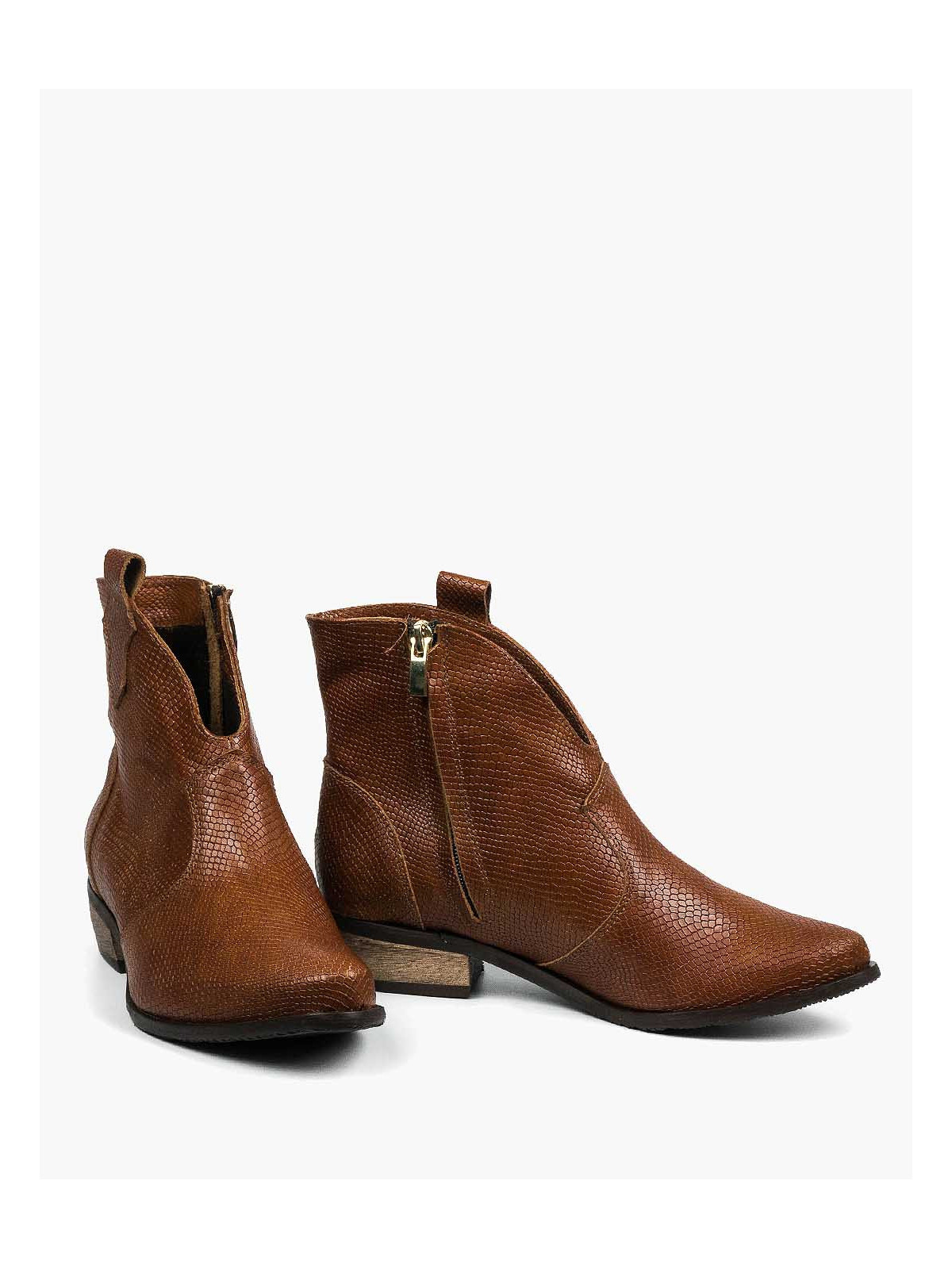 Brązowe botki damskie skórzane