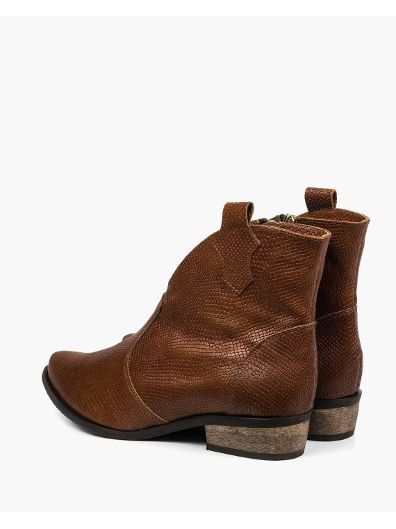 Brązowe botki damskie skórzane