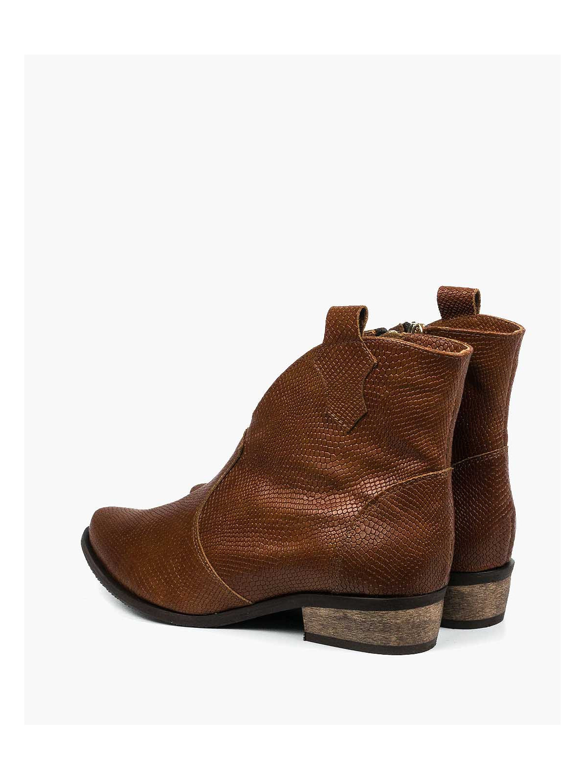 Brązowe botki damskie skórzane