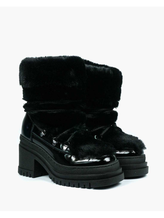 Czarne śniegowce damskie skórzane