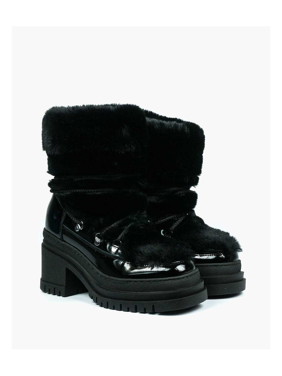 Czarne śniegowce damskie skórzane