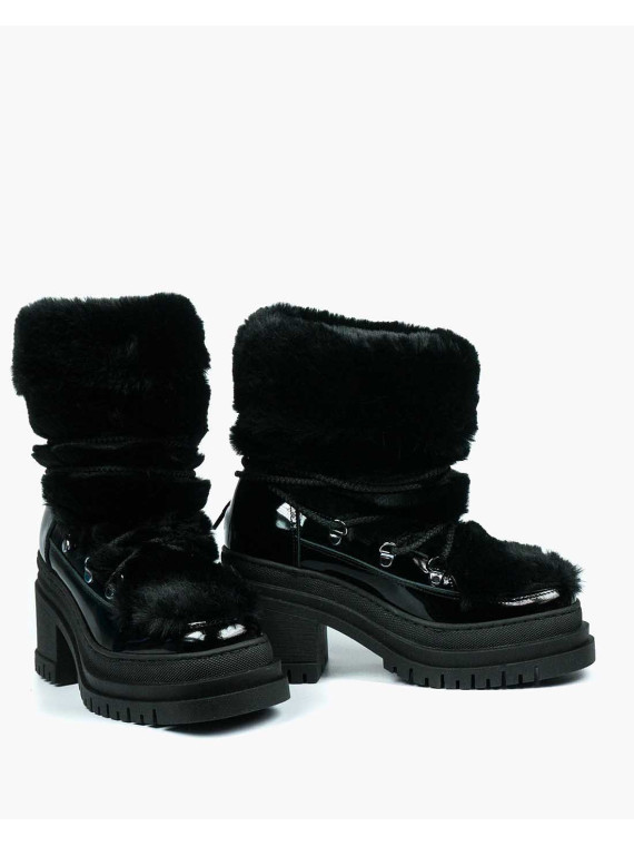 Czarne śniegowce damskie skórzane