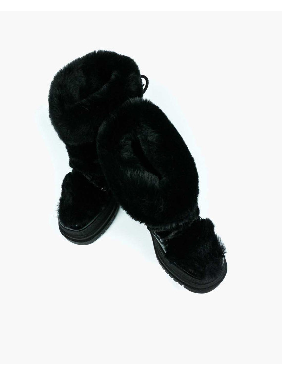 Czarne śniegowce damskie skórzane
