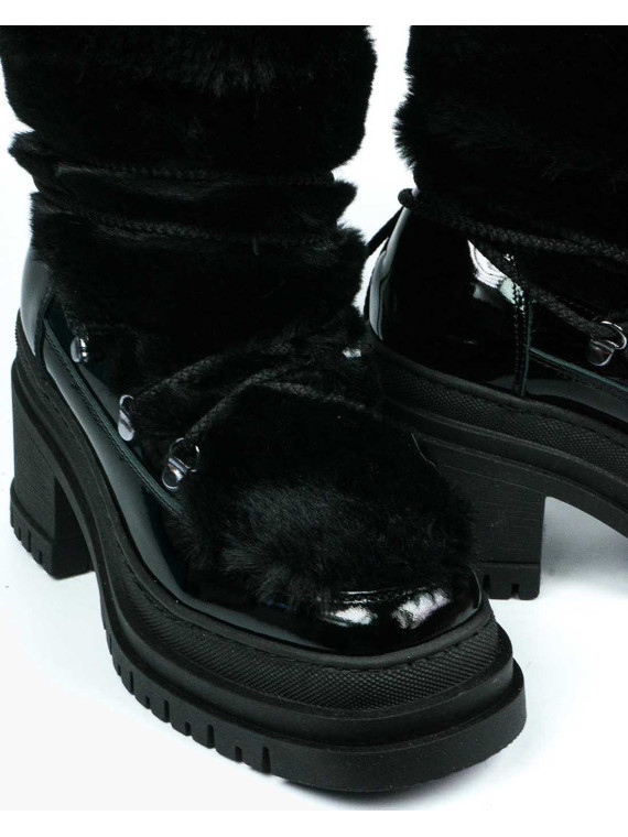 Czarne śniegowce damskie skórzane