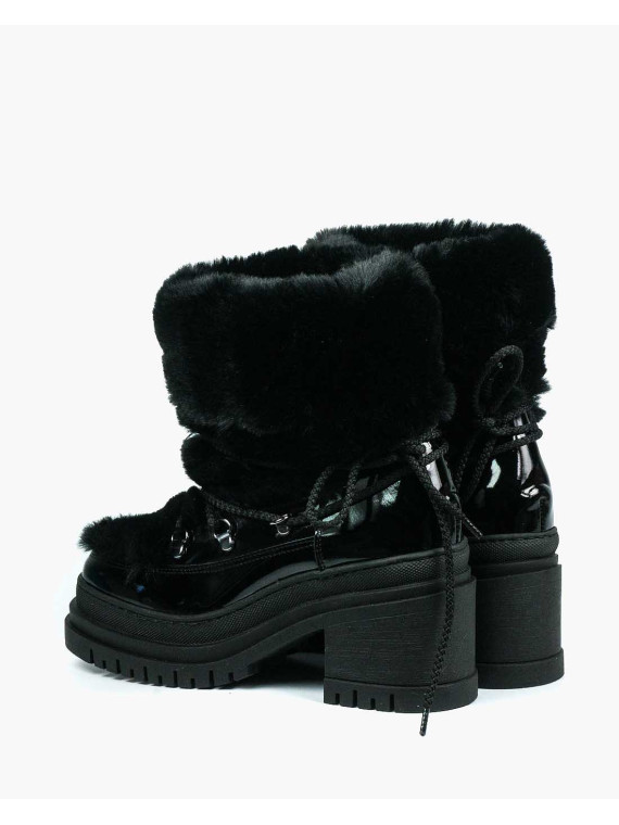 Czarne śniegowce damskie skórzane
