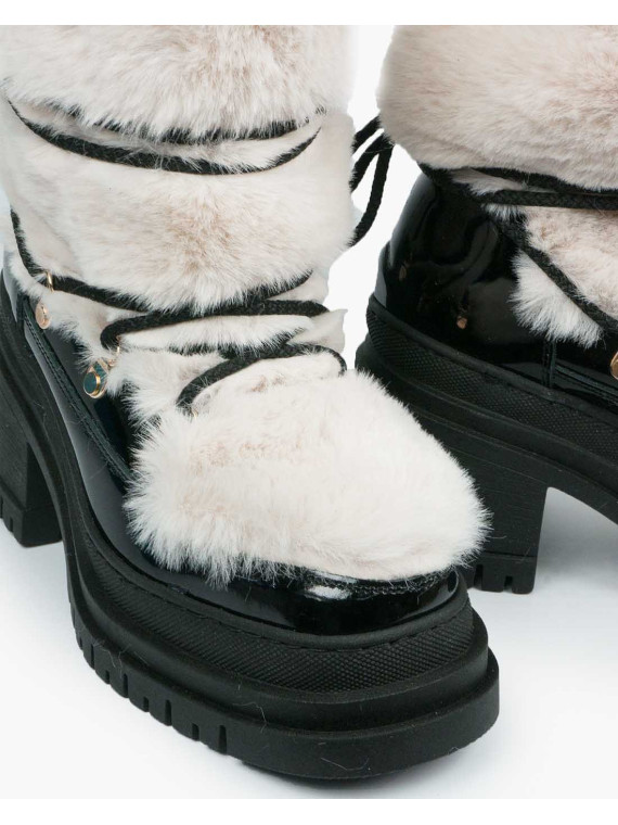 Czarne śniegowce damskie skórzane